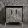 Linkasink Mother of Pearl 30" Single Free Standing Vanity Cabinet Only - Less Vanity Top Black / Polished Nickel with Black Tiger Prism Glass