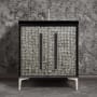 Linkasink Mother of Pearl 30" Single Free Standing Vanity Cabinet Only - Less Vanity Top Black / Polished Nickel with Black Prism Glass