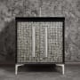Linkasink Mother of Pearl 30" Single Free Standing Vanity Cabinet Only - Less Vanity Top Black / Polished Nickel with Eglomise Prism Glass
