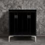 Linkasink Tuxedo 30" Single Free Standing Vanity Cabinet Only - Less Vanity Top Black / Polished Nickel with Black Prism Glass