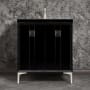 Linkasink Tuxedo 30" Single Free Standing Vanity Cabinet Only - Less Vanity Top Black / Satin Nickel with Black Prism Glass