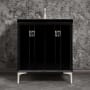 Linkasink Tuxedo 30" Single Free Standing Vanity Cabinet Only - Less Vanity Top Black / Satin Nickel with Black Tiger Prism Glass