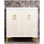 Linkasink Mother of Pearl 30" Free Standing Plywood Vanity Cabinet Only with White Pearls and Coach Pull - Less Vanity Top White / Polished Brass