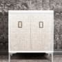 Linkasink Mother of Pearl 30" Free Standing Plywood Vanity Cabinet Only with White Pearls and Coach Pull - Less Vanity Top White / Satin Nickel