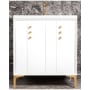 Linkasink Tuxedo 30" Free Standing Plywood Vanity Cabinet Only - Less Vanity Top White / Polished Brass
