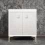 Linkasink Mother of Pearl 30" Single Free Standing Vanity Cabinet Only - Less Vanity Top White / Polished Nickel with White Prism Glass