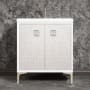 Linkasink Mother of Pearl 30" Single Free Standing Vanity Cabinet Only - Less Vanity Top White / Polished Nickel with Eglomise Prism Glass