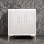 Linkasink Mother of Pearl 30" Single Free Standing Vanity Cabinet Only - Less Vanity Top White / Polished Nickel with White Prism Glass
