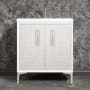 Linkasink Mother of Pearl 30" Single Free Standing Vanity Cabinet Only - Less Vanity Top White / Polished Nickel with Eglomise Prism Glass