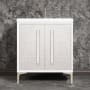 Linkasink Mother of Pearl 30" Single Free Standing Vanity Cabinet Only - Less Vanity Top White / Polished Nickel with White Prism Glass