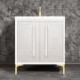 Linkasink Mother of Pearl 30" Single Free Standing Vanity Cabinet Only - Less Vanity Top White / Satin Brass with White Prism Glass