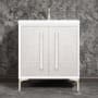 Linkasink Mother of Pearl 30" Single Free Standing Vanity Cabinet Only - Less Vanity Top White / Satin Nickel with White Prism Glass