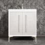 Linkasink Mother of Pearl 30" Single Free Standing Vanity Cabinet Only - Less Vanity Top White / Satin Nickel with Eglomise Prism Glass