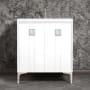 Linkasink Tuxedo 30" Single Free Standing Vanity Cabinet Only - Less Vanity Top White / Polished Nickel with White Tiger Prism Glass
