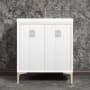 Linkasink Tuxedo 30" Single Free Standing Vanity Cabinet Only - Less Vanity Top White / Polished Nickel with Eglomise Prism Glass