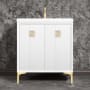 Linkasink Tuxedo 30" Single Free Standing Vanity Cabinet Only - Less Vanity Top White / Satin Brass with Eglomise Prism Glass