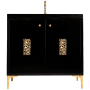 Linkasink Frame 36" Free Standing Plywood Vanity Cabinet Only with Coral Grate - Less Vanity Top Black / Polished Brass