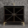 Linkasink Divergence 36" Single Free Standing Vanity Cabinet Only - Less Vanity Top Black / Polished Brass with Black Glass