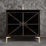Linkasink Divergence 36" Single Free Standing Vanity Cabinet Only - Less Vanity Top Black / Satin Brass with Black Glass