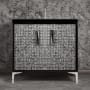 Linkasink Mother of Pearl 36" Single Free Standing Vanity Cabinet Only - Less Vanity Top Black / Polished Nickel with Black Tiger Prism Glass