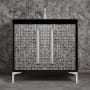 Linkasink Mother of Pearl 36" Single Free Standing Vanity Cabinet Only - Less Vanity Top Black / Satin Nickel with Eglomise Prism Glass