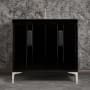 Linkasink Tuxedo 36" Single Free Standing Vanity Cabinet Only - Less Vanity Top Black / Polished Nickel with Black Prism Glass