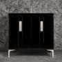 Linkasink Tuxedo 36" Single Free Standing Vanity Cabinet Only - Less Vanity Top Black / Polished Nickel with Eglomise Prism Glass