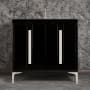 Linkasink Tuxedo 36" Single Free Standing Vanity Cabinet Only - Less Vanity Top Black / Polished Nickel with Eglomise Pyramid Glass