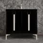 Linkasink Tuxedo 36" Single Free Standing Vanity Cabinet Only - Less Vanity Top Black / Satin Nickel with Eglomise Pyramid Glass