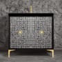 Linkasink Mother of Pearl 36" Single Free Standing Vanity Cabinet Only - Less Vanity Top Black with Polished Brass