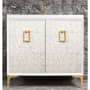 Linkasink Mother of Pearl 36" Free Standing Plywood Vanity Cabinet Only with White Pearls and Coach Pull - Less Vanity Top White / Polished Brass