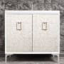 Linkasink Mother of Pearl 36" Free Standing Plywood Vanity Cabinet Only with White Pearls and Coach Pull - Less Vanity Top White / Polished Nickel