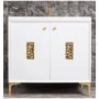 Linkasink Frame 36" Free Standing Plywood Vanity Cabinet Only with Coral Grate - Less Vanity Top White / Polished Brass