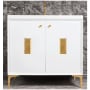 Linkasink Frame 36" Free Standing Plywood Vanity Cabinet Only with Louver Grate - Less Vanity Top White / Polished Brass