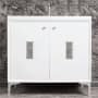 Linkasink Frame 36" Free Standing Plywood Vanity Cabinet Only with Louver Grate - Less Vanity Top White / Polished Nickel