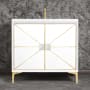 Linkasink Divergence 36" Single Free Standing Vanity Cabinet Only - Less Vanity Top White / Polished Brass with White Glass