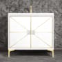 Linkasink Divergence 36" Single Free Standing Vanity Cabinet Only - Less Vanity Top White / Satin Brass with White Glass