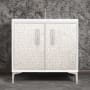 Linkasink Mother of Pearl 36" Single Free Standing Vanity Cabinet Only - Less Vanity Top White / Polished Nickel with Eglomise Prism Glass