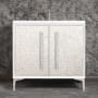 Linkasink Mother of Pearl 36" Single Free Standing Vanity Cabinet Only - Less Vanity Top White / Polished Nickel with Eglomise Prism Glass