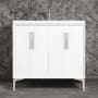 Linkasink Tuxedo 36" Single Free Standing Vanity Cabinet Only - Less Vanity Top White / Polished Nickel with Eglomise Prism Glass