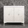 Linkasink Mother of Pearl 36" Single Free Standing Vanity Cabinet Only - Less Vanity Top White with Satin Nickel