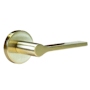 Linnea L07 Passage Door Lever Set with Round Rose from the Alpine Collection Satin Brass