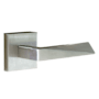 Linnea L19 Privacy Door Lever Set with Square Rose from the Alpine Collection Satin Stainless Steel
