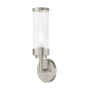 Livex Lighting Hillcrest Single Light 16" Tall Bathroom Sconce Brushed Nickel