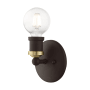 Livex Lighting Lansdale 5" Tall Commercial Wall Sconce Bronze / Antique Brass Accents