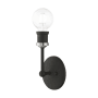 Livex Lighting Lansdale 9" Tall Commercial Wall Sconce Black / Brushed Nickel Accents