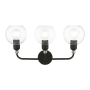 Livex Lighting Downtown 3 Light 24" Wide Commercial Vanity Light Black / Brushed Nickel Accents