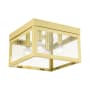 Livex Lighting Nyack 4 Light 11" Wide Flush Mount Square Ceiling Fixture Satin Brass