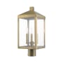 Livex Lighting Nyack 3 Light 20" Tall Post Light Antique Brass