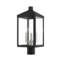 Livex Lighting Nyack 3 Light 20" Tall Post Light Black with Brushed Nickel Cluster